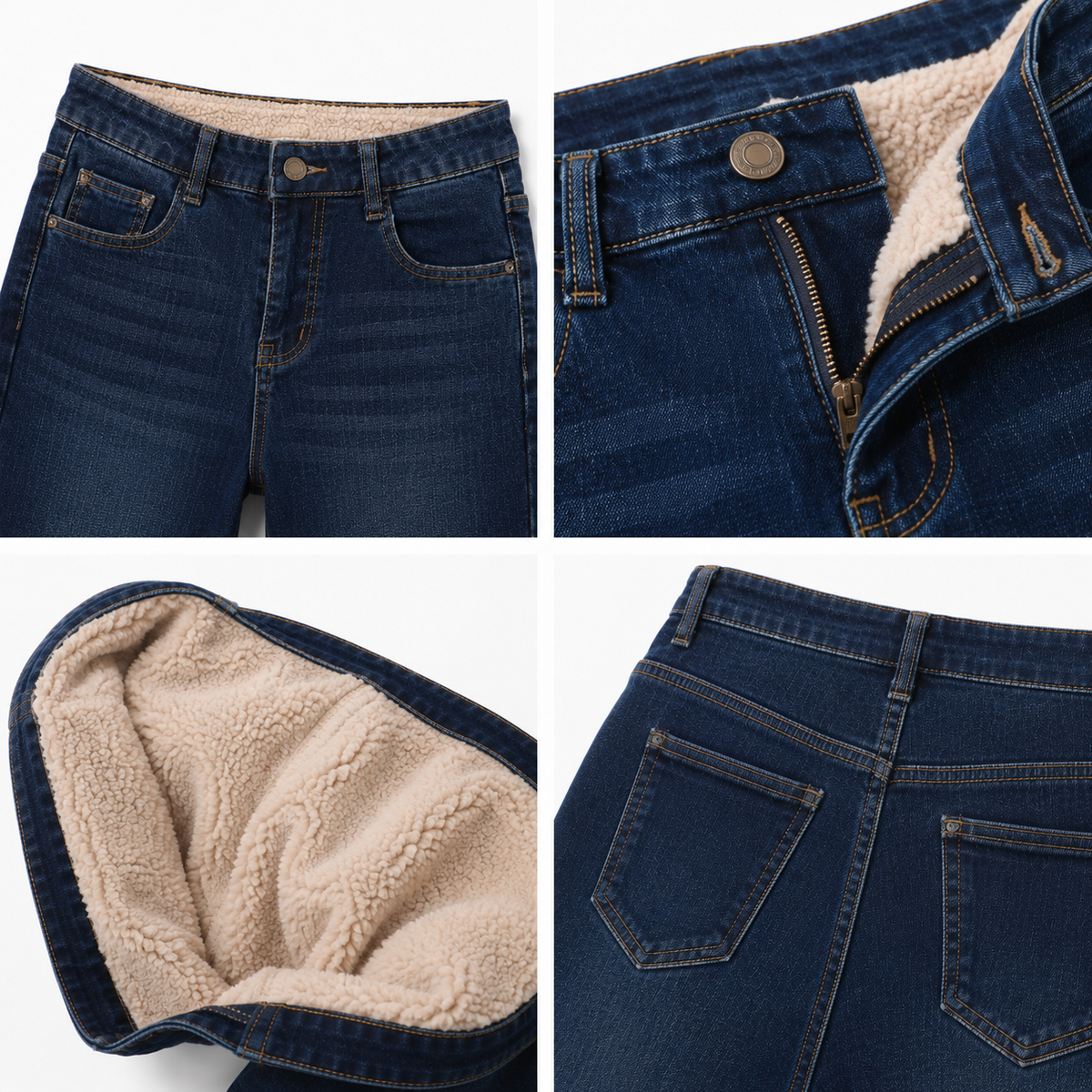 Jean d'Hiver Doublé Polaire - Taille Haute & Coupe Ajustée