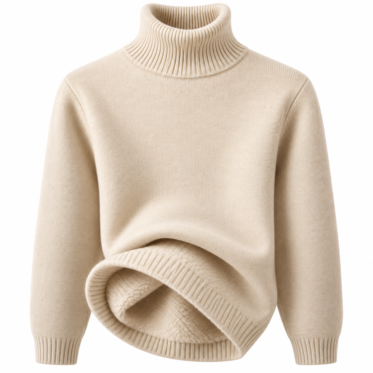 Pull Col Roulé Doublé Polaire - Chaud & Doux