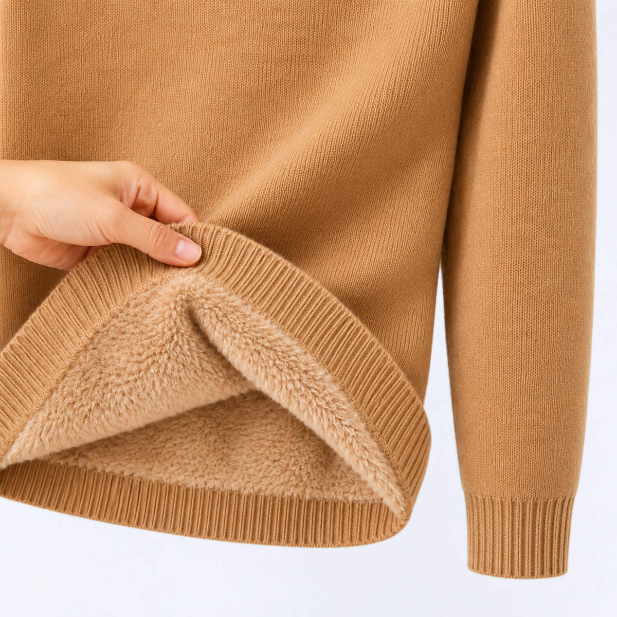 Pull Col Roulé Doublé Polaire - Chaud & Doux